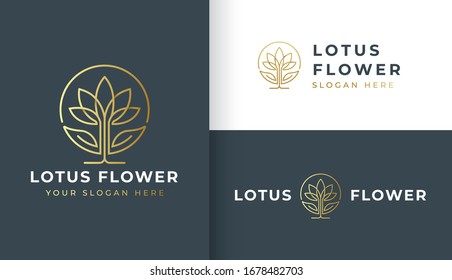 monoline lotus flower logo design