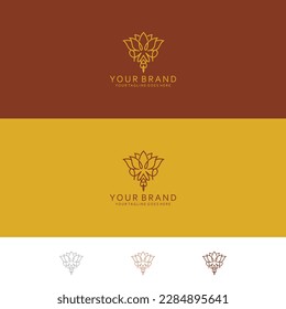 Monoline Lotus with Geometric Down Natural Expression Undulating Shield Fresh looking energy visualizing power and elegant minimalism