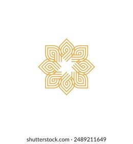 monoline lotus icon with light shape inside logo design illustration