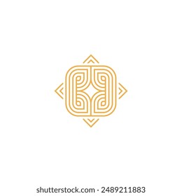 Monoline Lotus Icon mit heller Form innerhalb Logo Design Illustration