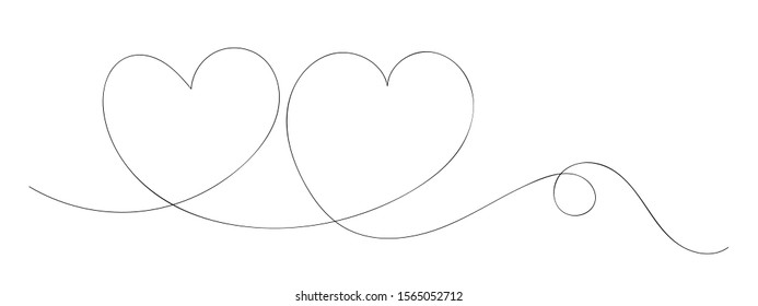 Monoline Love heart design, Continuous one line drawing.  Valentines day banner one line drawing vector illustration - vector eps10
