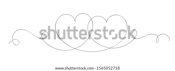 Monoline Love heart design, Continuous one line\
drawing.  Valentines day banner one line drawing vector\
illustration - vector\
eps10\
