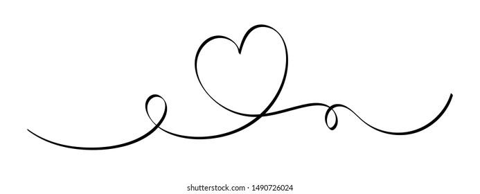 monoline Love heart vector, continuous one line drawing. Vector illustration for web, wedding and print - vector illustration
