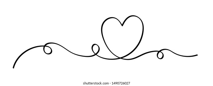 monoline Love heart vector, continuous one line drawing. Vector illustration for web, wedding and print - vector illustration
