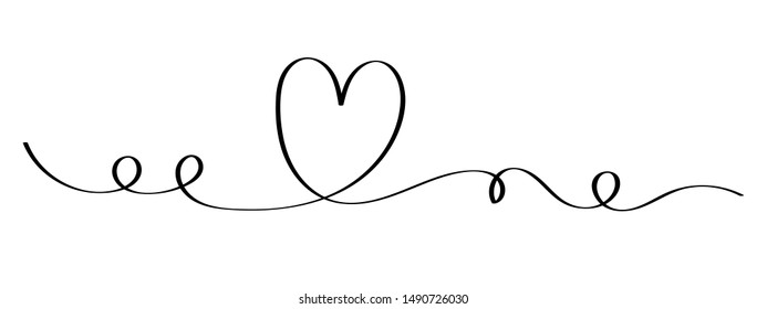 monoline Love heart vector, continuous one line drawing. Vector illustration for web, wedding and print - vector illustration
