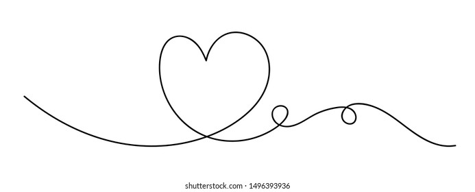 monoline Love heart vector, continuous one line drawing. Vector illustration for web, wedding and print - vector illustration

