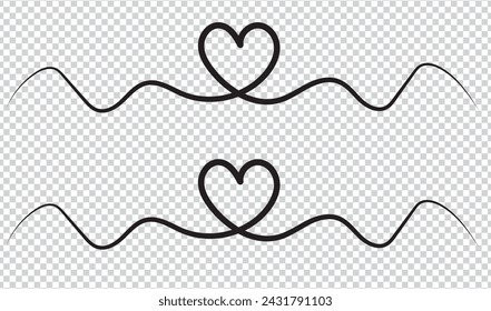 monoline Love heart vector, continuous one line drawing. Vector illustration for web, wedding and print - vector illustration