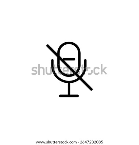 A monoline microphone crossed out with a diagonal slash, indicating that audio is muted, off, or disabled.