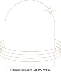 Monoline marco de arco minimalista con anillo ovalado y brillo