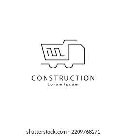 Monoline Minimalistic Heavy Duty Trucks Logo Icon Vector Inspiration, Elegant Line Heavy Duty Trucks Logo Design Template Modern Vector, Trucks Logo Vector Illustration For Construction Industry Logo