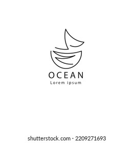 Monoline minimalistic ship logo icon vector inspiration, elegant Line ship logo design template modern vector, ship Logo Vector Illustration 