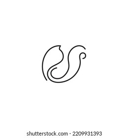 Monoline minimalistic squirrel logo icon vector inspiration, elegant Line squirrel logo design template modern vector, squirrel Logo Vector Illustration