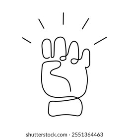 Monoline Motivation Icon. Simple Line Motivational Hand Icon. Minimalist Uplifting Gesture Vector.