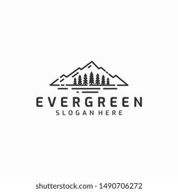 Monoline Mountain Logo Abstract Design Vector 