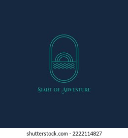 Monoline mountain logo design for brand identity
