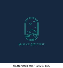 Monoline mountain logo design for brand identity