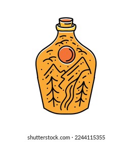 Monoline Mountain Logo Design Vintage Emblem Vector illustration Badge Symbol Icon
