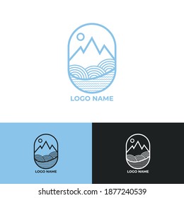 Monoline mountain logo simple for company logo branding 