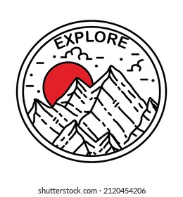 monoline mountain suitable for stamp illustration