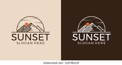 Monolina montaña con diseño de logo para puesta de sol