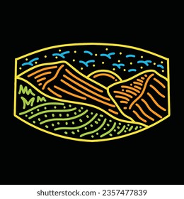 Monoline Mountain Vector Graphic Design illustration Emblem Symbol and Icon