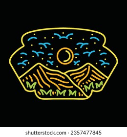 Monoline Mountain Vector Graphic Design illustration Emblem Symbol and Icon
