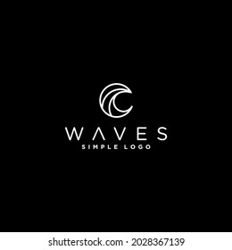 monoline ocean waves abstract simple logo vector illustration