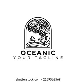 Monoline Oceanic Logo Vektorgrafik . Geeignet für Ihr Unternehmen.