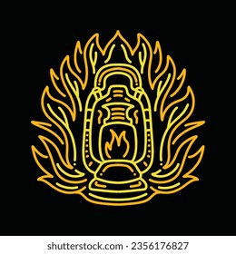 Monoline Oil Lamp Vector Graphic Design illustration Emblem Symbol and Icon