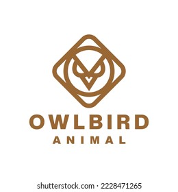 Monoline Owl Bird Logo Design Vector illustration Luxury animal symbol emblem