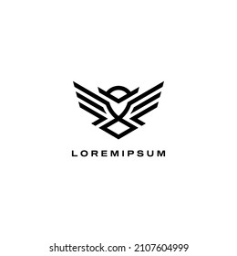 Monoline Owl Logo Design Vector