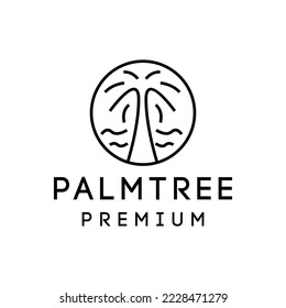Monoline Palm Tree Logo Design Vector illustration Natural Plant symbol emblem