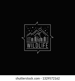 Monoline Panorama Nature Logo Design Template