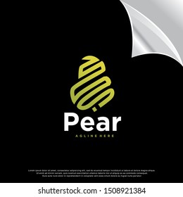 monoline pear logo. modern design. vector icon illustration