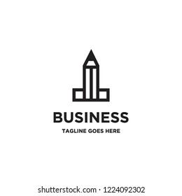 monoline pencil logo icon vector