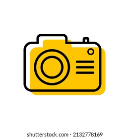 Monoline photo camera icon vector