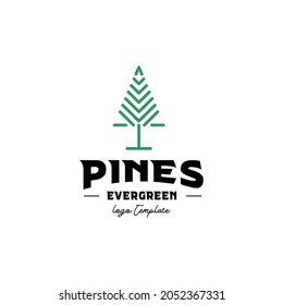 monoline pine tree evergreen logo icon vector template