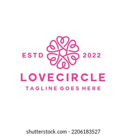 Monoline Pink Love Logo vector design graphic emblem
