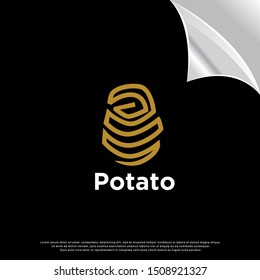 monoline potato logo. modern design. vector icon illustration