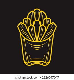 Monoline Potato Vector Logo, restaurant food vintage badge, fastfood creative emblem Design
