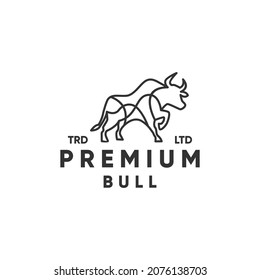 Monoline premium bull modern style logo design