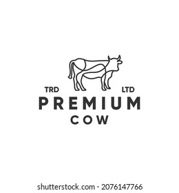 Monoline premium cow modern style logo design