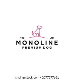 Monoline premium dog modern minimalist style logo design