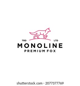 Monoline premium fox modern minimalist style logo design