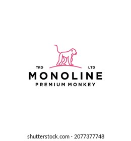 Monoline premium monkey modern minimalist style logo design
