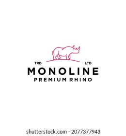 Monoline premium rhino modern minimalist style logo design