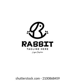 monoline rabbit logo icon vector template