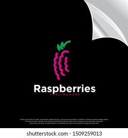 monoline raspberries logo. modern design. vector icon illustration