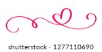 monoline Red vintage Vector Valentines Day Hand Drawn Calligraphic two Hearts. Calligraphy lettering illustration. Holiday Design element valentine. Icon love decor for web, wedding and print