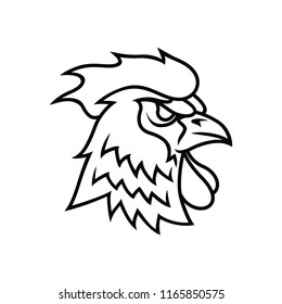 Monoline rooster chicken head simple tattoo design
